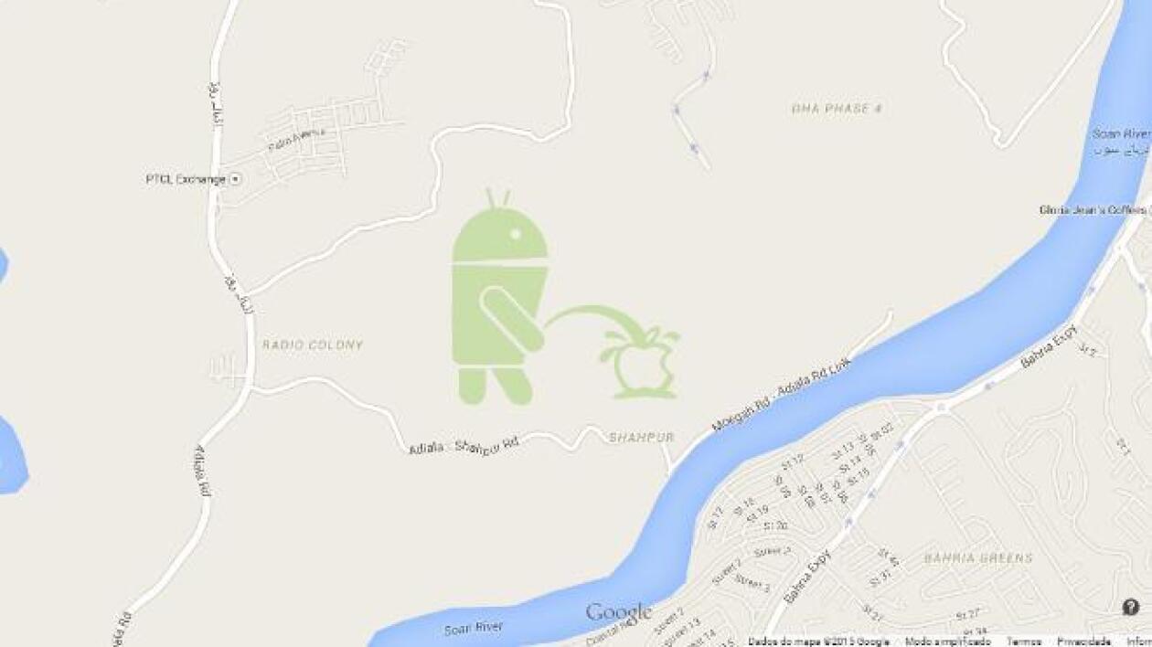 Android sika na Apple'a. Niewybredny żart na mapach Google